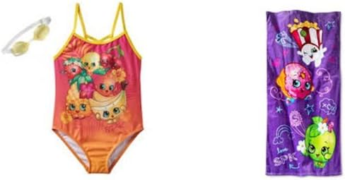 Shopkins Moose One Piece Swimsuit with Swim Goggles Plus Beach Towel (5/6)