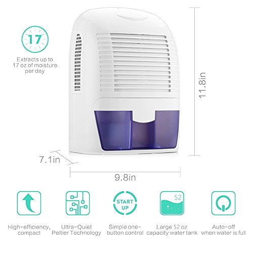 The perseids 1500ml Mini Dehumidifiers for Home Air Electric Compact Ultra Quiet Portable Dehumidifiers for Damp Condensation Window,Wardrobe, Bedroom, Bathroom, Caravan, Laundry(1500ml) (1500ml)
