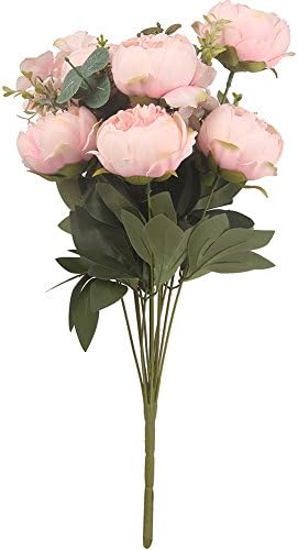 Artificial Peony Flowers Colorful Spring Flowers Soft Silk Bouquet for Home / Office / Wedding / Party Decor (Pink)