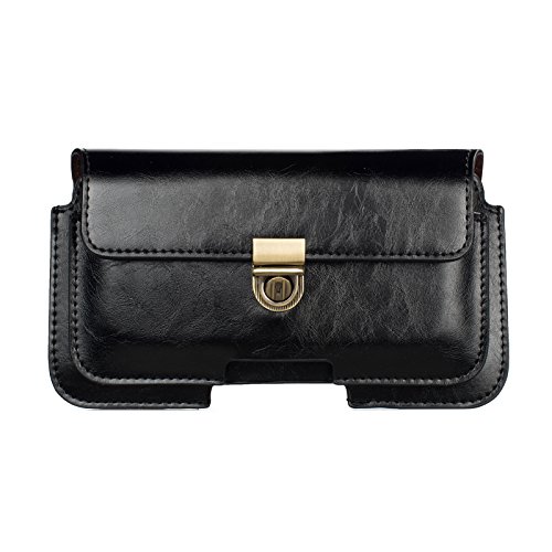 Two Pocket Pouch Belt Clip Holster Case for Samsung Galaxy Note 9 / S9 Active/iPhone Xs Max/iPhone XR/Google Pixel 3 XL/LG V40 ThinQ/LG Stylo 4 Plus/Nokia 7.1 / Huawei Honor 8X (Black)