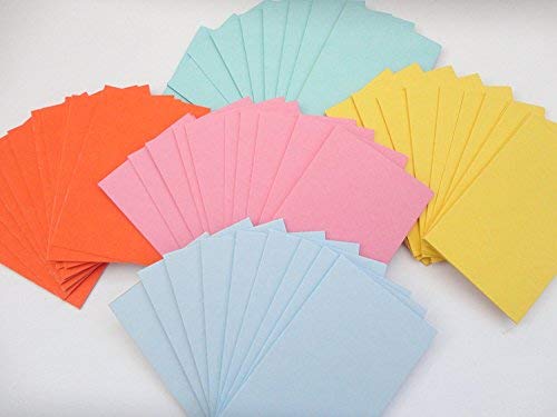 Flash Cards Pack of 250 pieces in 5 Distinct Colours - Best Grade 160gsm CARD - Size 100mm x 74mm - A7 - by PARTY DECOR