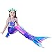 Girls Mermaid Tails for Swimming Bathing Suits Mermaid Theme Swimsuits Toddler Girls Birthday Gift for 3-12Y (C-Purple, 5-6 Years)