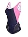 Ekouaer Women's Swimsuit One Piece Swimwear Athletic Training Racerback Splice Swimsuit