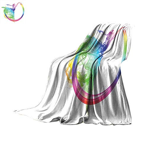 Abstract Home Decor Blanket as Bedspread Smoke Dance Shape Silhouette of Dancer Ballerina Rainbow Colors Fantasy Blanket for Sofa Couch Bed Throw Blanket 50"x30"