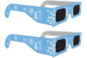 GSM Brands Christmas 3D Glasses - Holiday Specs Transform Lights into Magical Snowflake Image (2 Pack)