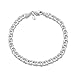 Amberta 925 Sterling Silver 4.5 mm Double Curb Chain Bracelet Length 7