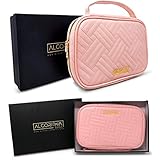 AlgorithmBags Travel Jewelry Organizer Vegan Leather Pouch Holder Storage Case for Necklace Earring Bracelet Ring (Pink Baby)