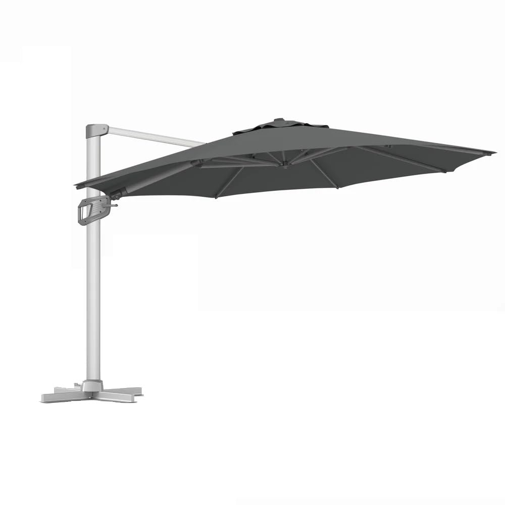 Photo 1 of wikiwiki 11FT Cantilever Patio Umbrella, Offset Umbrella Outdoor Patio with 360° Rotation and Unlimited Tilting System, Heavy Duty Large Umbrella with Cross Base, Grey