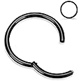 PIERCINGBOY 20 Gauge 8mm 316l Surgical Steel Hinged Nose Rings Hoop 20G Black Septum Nose Rings for Women Men Hypoallergenic Cartilage Earring Helix Tragus Daith Rook Ear Nose Lip Piercing Jewelry