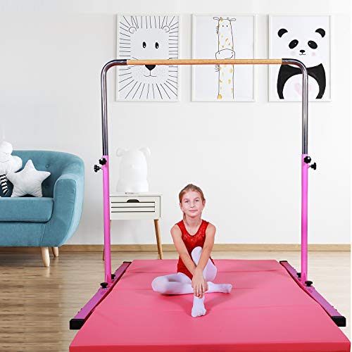 SHIWEI Gymnastics Training Bar Height Adjustable 3' to 5' Horizontal