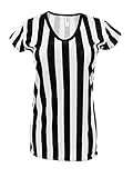 Womens Referee Shirts | Comfortable V-Neck Ref Shirt for Waitresses, Refs, More! - Black/White 2XL