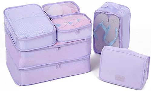 HiDay 7 Set Travel Organizer Bag System, 5 Packing Cubes + 1 Toiletry Organizer bag + 1 Shoes bag, Perfect for Your Travel