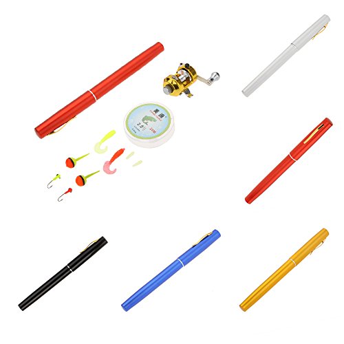 Docooler 1M Mini Tragbar Pocket Aluminiumlegierung Angelrute Stift Form Fisch Reel Drum Polrad Line weiche Köder Jig… – Bild 7