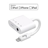 dity iPhone Headphone Adapter | Apple MFi Certified 5 in 1 Dongle Splitter (White)