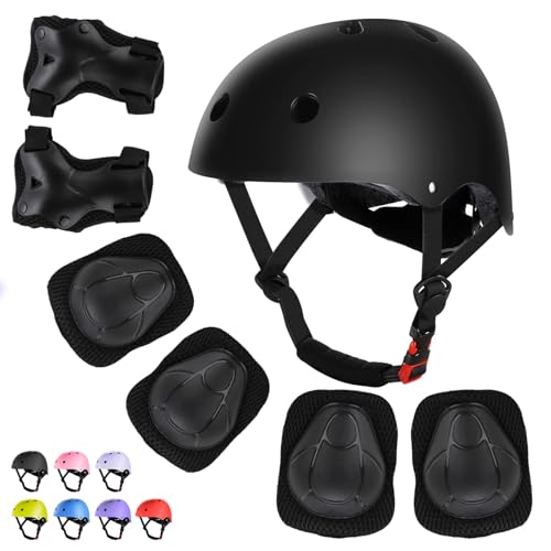 WayEee Kids Bike Helmet Set Knee Pads Adjustable Protective Gear, 3-14 Age