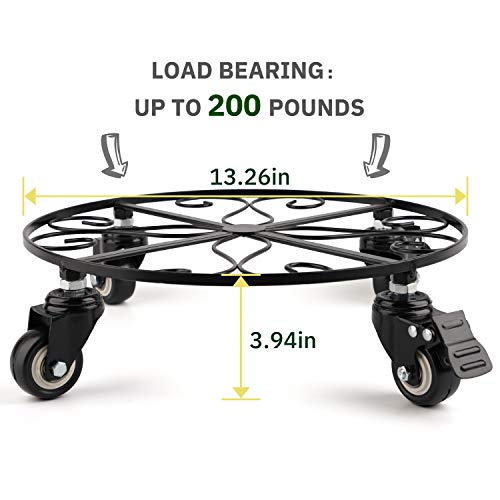 HOMENOTE Metal Plant Caddy, 13.5” Plant Stand with Wheels for Large