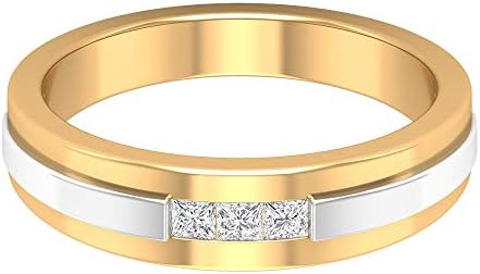 ツートーン婚約指輪 1 4カラット Hi Si プリンセスカットダイヤモンドリングメンズ結婚指輪メンズアニバーサリーリングソリッドゴールド ハーフエタニティリング 14k イエローゴールド Size 23 Laboratoriobiologico Com Br