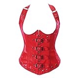 MUKA Red Steel Bone Buckles Underbust Fashion Corset Top, Waist Training Cincher