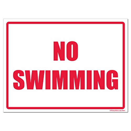 VictoryStore Yard Sign Outdoor Lawn Decorations: No Swimming Plastic Sign with Red Outline, Size 12 inch x 18 inch
