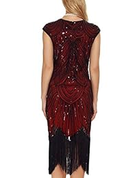 Uniq Sense Vestidos estilo 1920's para mujer Flapper - Vestidos de Gran Gatsby con flecos de cuentas y abalorios emblanquecidos, secuenciados.