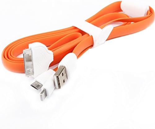 Colorful 3in1 Micro USB Lightning Flat Silicone Charging Cable 16 Inches Compatible With Samsung Galaxy And All Micro USB Devices Apple iPhone Lightning 5 5s 6 Plus iPad iPod eca24-4