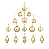 youseexmas Glass Christmas Ornaments Golden Pack of 16