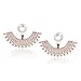 5mm Pearl Stud Front-Back Micropave Jacket Earrings 14K Rose Gold Plated