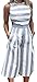 FANCYINN Women’s Striped Rompers Sleeveless Wide Leg Pants Zipper Jumpsuit Playsuit with Pockets Blue S