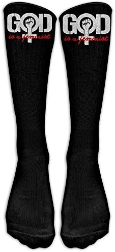 MDIF GOD IS A FEMINIST Cosply Socks Funny Champion Athletic Leggings Knee High Stockings