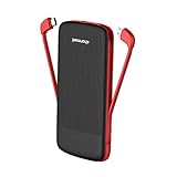 10000mAh Power Bank External Battery Portable Charger Pack with Built-in Type C & Micro USB Cable for iPhone Samsung Huawei Android Cell Phones (Black)