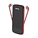 10000mAh Power Bank External Battery Portable Charger Pack with Built-in Type C and Micro USB Cable for iPhone Xs/XS Max/X 8 Samsung Huawei Android Cell Phones (Black)