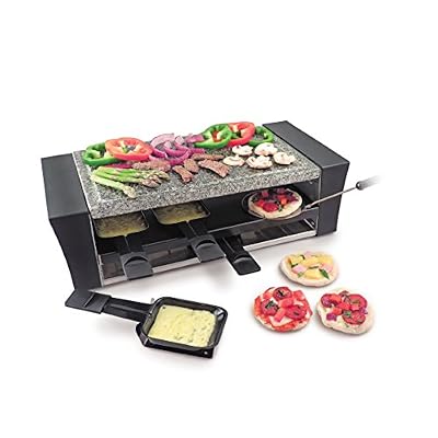 Swissmar KF-77087 Locarno 8 Person Pizza /Raclette Party Grill with Granite Stone Top, Black