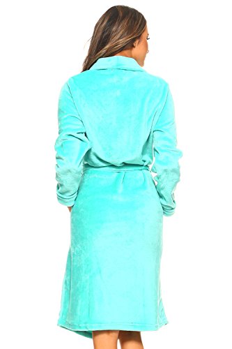 MarCielo Womens Fleece Robe, Fleece Robes For Women, Women Fleece Bathrobes, Plush Robes For Women (S/M, Aqua) - Thumbnail 3
