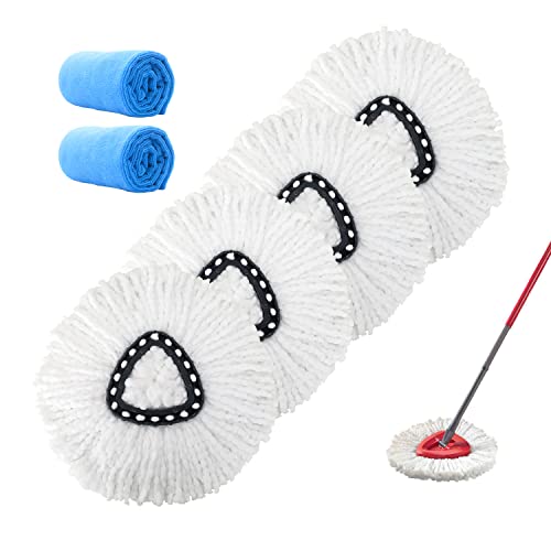 4 Pack Mop Replacement Heads Microfiber Spin Mop Refills Replace Head