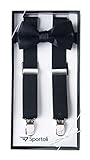 Sportoli8482; Kids and Baby Elastic Adjustable Solid Suspender and Bow Tie Gift Set