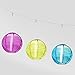 3 Solar Hanging Nylon Lanterns, Tropic Pink, Blue, and Yellow, 12
