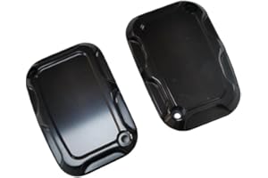KACEPAR Front Rear Brake Reservoir Master Cylinder Cover, Motorcycle Brake Master Clutch Cylinder Covers, 2008-2017 Compatible with Harley FLH FLHX FLHX Road King, Black