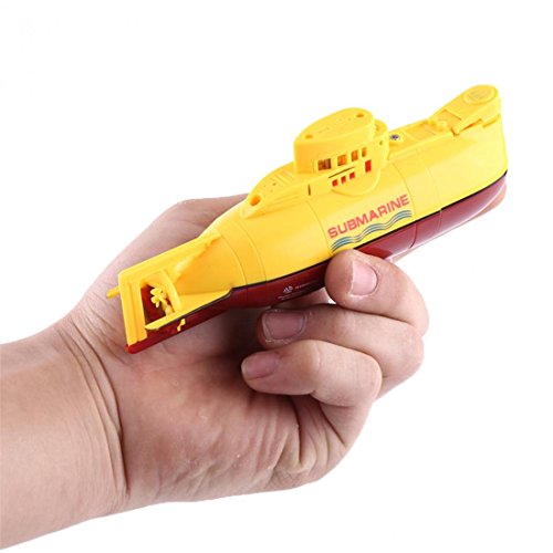 Rumfo Mini RC Water Boat Toy Remote Control Boat Plastic Model Submarine Ship Electric Toy Waterproof Diving in Water Indoor Toys for Fish Tank Pools Kids Gift (Yellow) - Thumbnail 2
