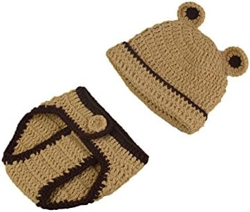 HUPLUE Newborn Baby Photography Prop Cartoon Mickey Knitted Crochet Costume Hat Diaper