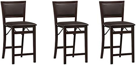 Linon Home Dcor Keira Pad Back Folding Counter Stool, 24-Inch (Pack of 3)