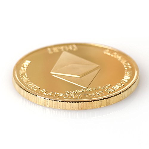 Golden Plated Ethereum Coin-ETH Physical Metal Guritta Token ICO Digital Blockchain Crypto Currency You Hold For Commemorative Collection In Plastic Holder Case|Great Funny Gift For Boy/Girl/Woman/Man