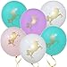 36 Unicorn Balloons Decorations 36 Pack 12” Light Pink White Purple and Turquoise Colors With Printed Gold Unicorns for Girls Women Kids Baby Shower Birthday Party Favor Supplies by Gift Boutique