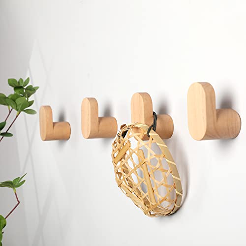 LIVESO Wood Wall Hooks, Modern Minimalist Wood Hooks Wall Mounted