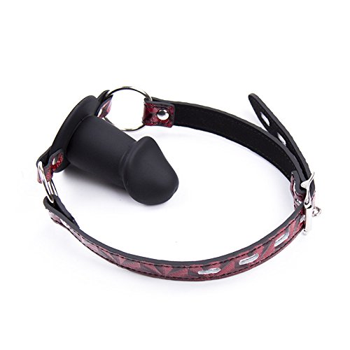 The Bondage Locker Fantasy Fetish and Bondage Silicone Penis Mouth/Pecker Gag, Red and Black