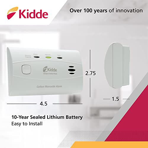 Kidde Carbon Monoxide Detector with 10Year Battery, 3 LEDs, Alarm
