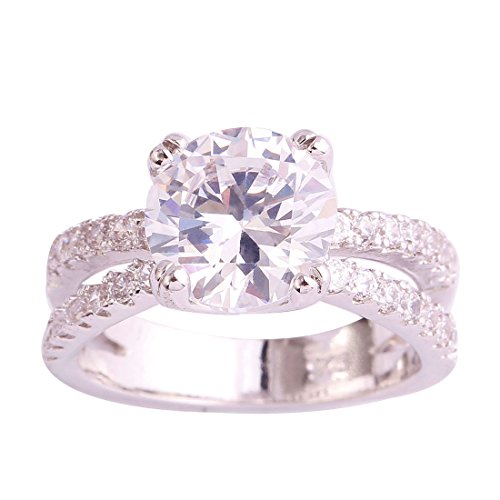 Psiroy Women's 925 Sterling Silver 2cttw White Topaz Filled Ring