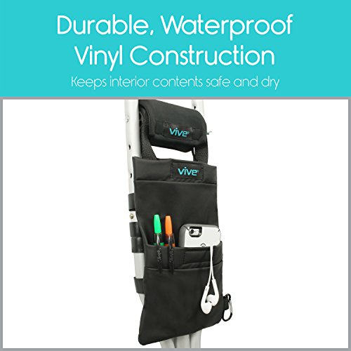 Vive Crutch Pouch Bag with Foam Hand Grip Pads - Tote for Broken Leg