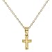 14k Gold Plated Religious Small Cross Pendant Necklace Babies Kids 16