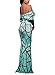 Prom Homecoming Floral Off Shoulder Bodycon Maxi Dress, X-Large Mint Green