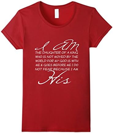 Women's I Am His Daughter of a King Christian T-Shirt for Girls Large Cranberry
